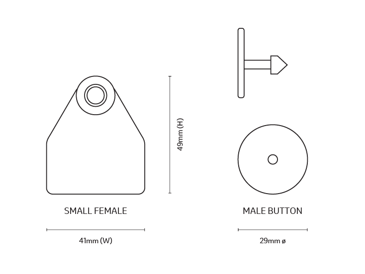 Visual Tag - Small Female and Male Button Combo - Product Dimensions